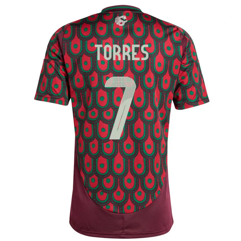 Danxen Niño Camiseta México Christian Torres #7 Granate 1ª Equipación 24-26 La Camisa México