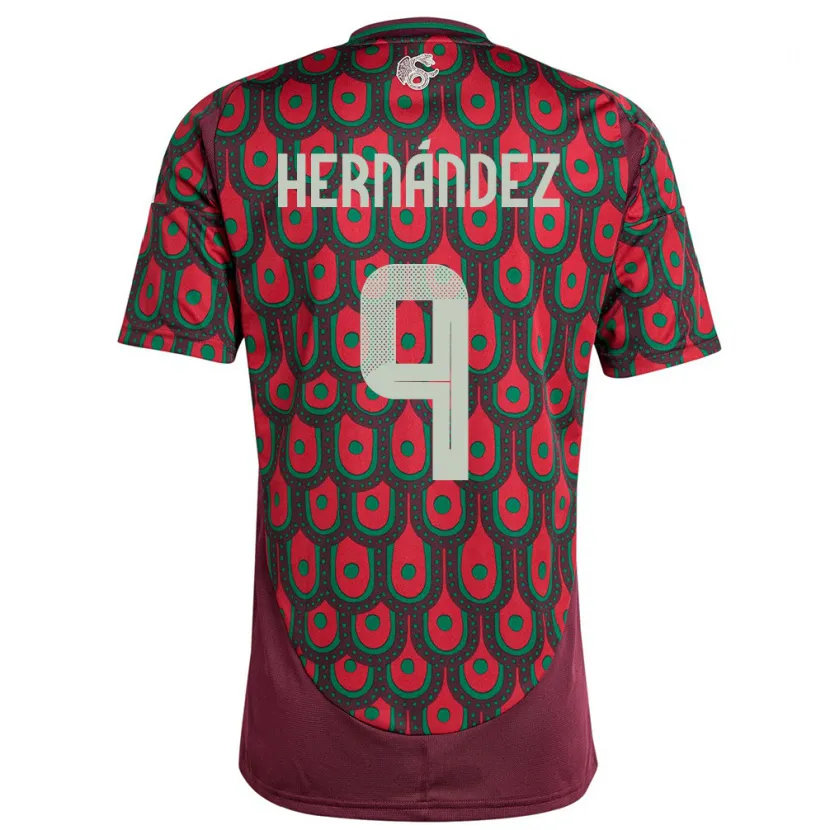 Danxen Niño Camiseta México Jesus Hernandez #9 Granate 1ª Equipación 24-26 La Camisa México