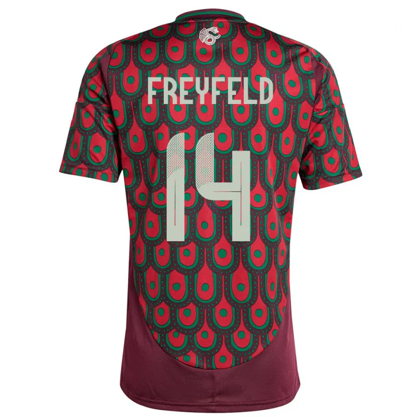 Danxen Niño Camiseta México Emiliano Freyfeld #14 Granate 1ª Equipación 24-26 La Camisa México