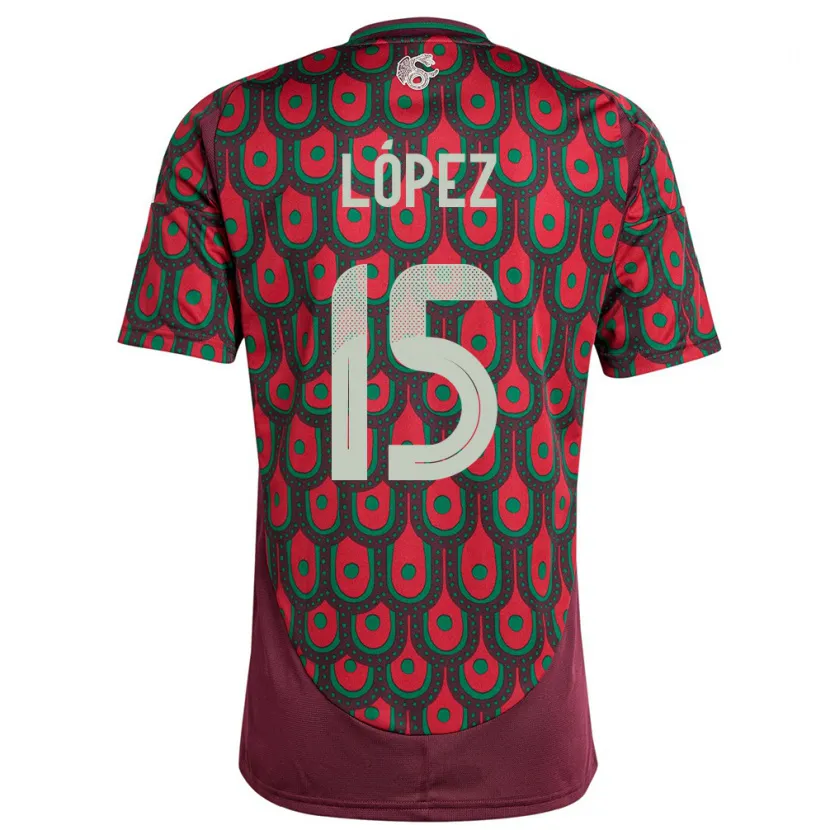 Danxen Niño Camiseta México Everardo Lopez #15 Granate 1ª Equipación 24-26 La Camisa México