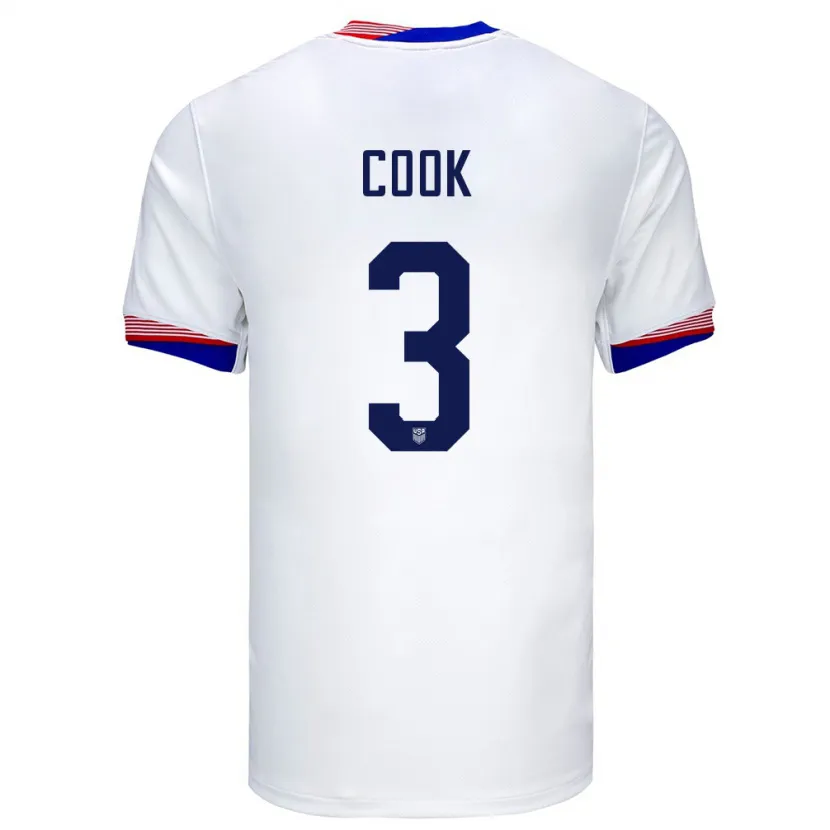 Danxen Niño Camiseta Estados Unidos Alana Cook #3 Blanco 1ª Equipación 24-26 La Camisa México