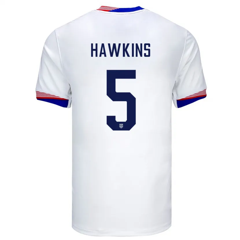 Danxen Niño Camiseta Estados Unidos Stuart Hawkins #5 Blanco 1ª Equipación 24-26 La Camisa México