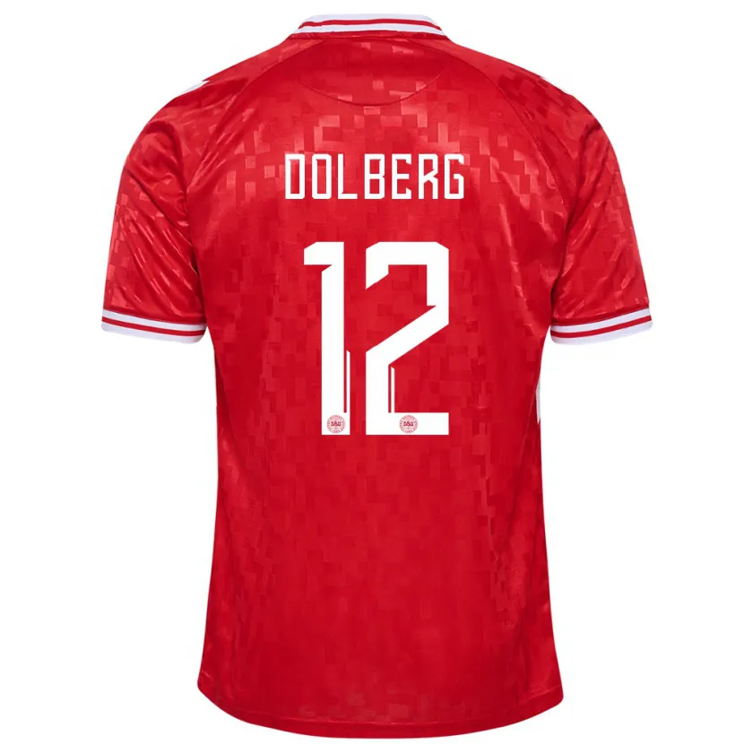 Danxen Niño Camiseta Dinamarca Kasper Dolberg #12 Rojo 1ª Equipación 24-26 La Camisa México