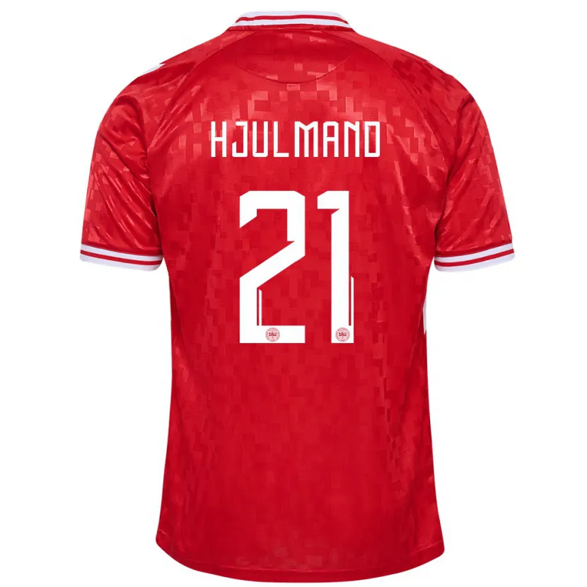 Danxen Niño Camiseta Dinamarca Morten Hjulmand #21 Rojo 1ª Equipación 24-26 La Camisa México