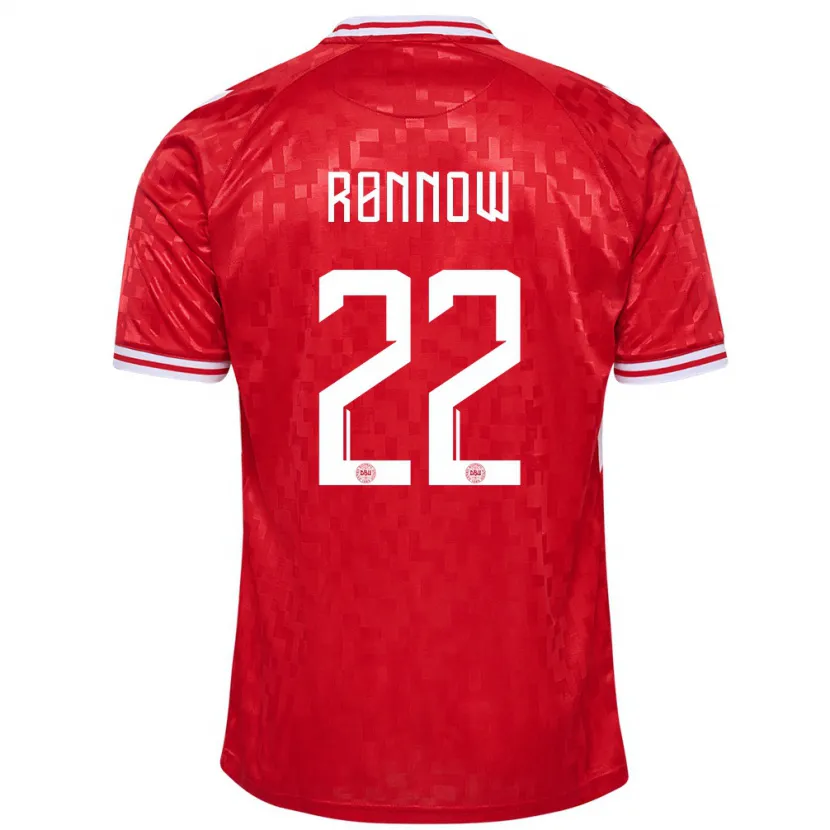 Danxen Niño Camiseta Dinamarca Frederik Rønnow #22 Rojo 1ª Equipación 24-26 La Camisa México
