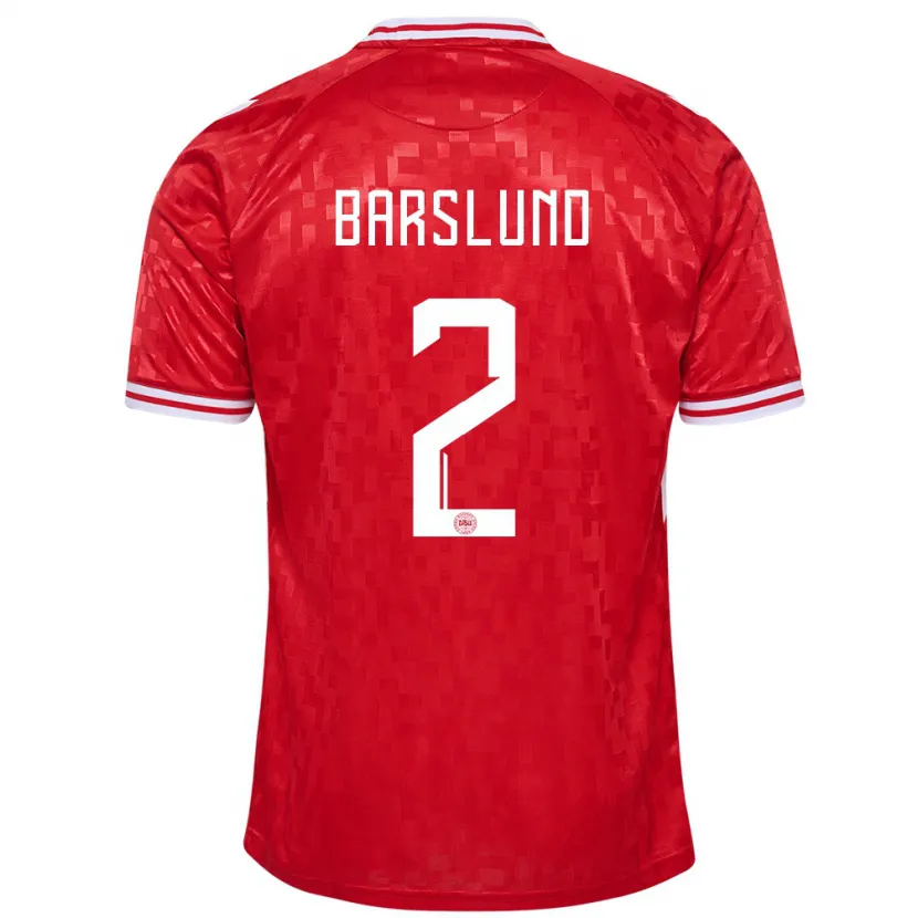 Danxen Niño Camiseta Dinamarca Kaare Barslund #2 Rojo 1ª Equipación 24-26 La Camisa México