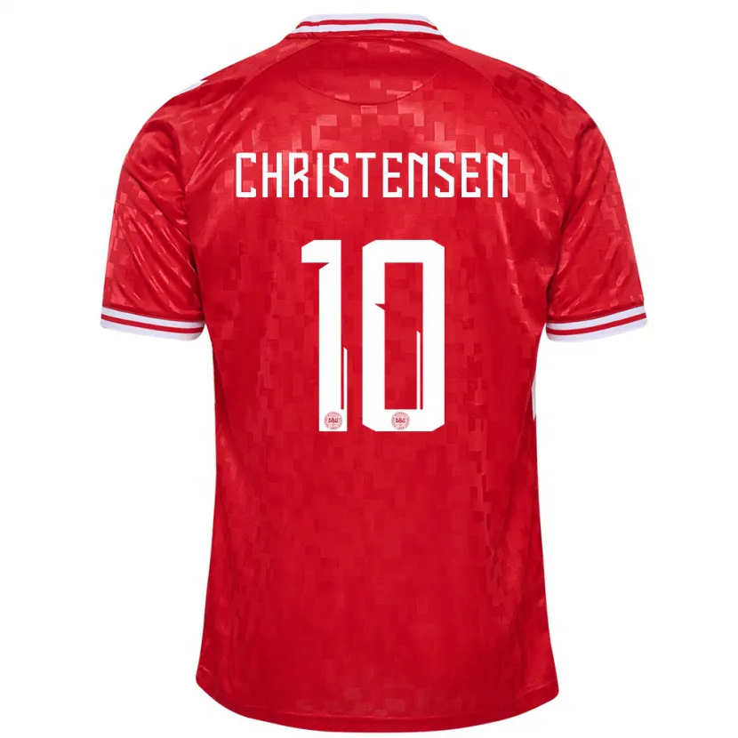 Danxen Niño Camiseta Dinamarca Gustav Christensen #10 Rojo 1ª Equipación 24-26 La Camisa México