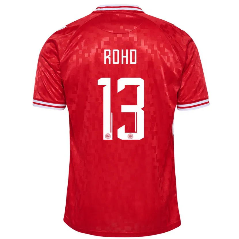 Danxen Niño Camiseta Dinamarca Emil Rohd #13 Rojo 1ª Equipación 24-26 La Camisa México