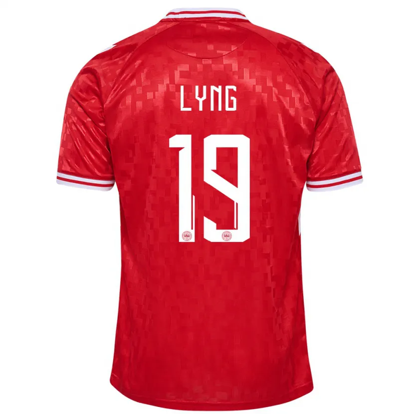 Danxen Niño Camiseta Dinamarca Alexander Lyng #19 Rojo 1ª Equipación 24-26 La Camisa México