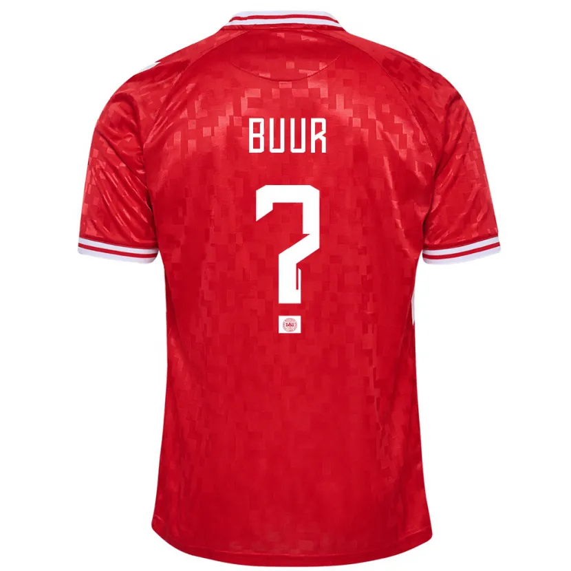 Danxen Niño Camiseta Dinamarca Oscar Buur #0 Rojo 1ª Equipación 24-26 La Camisa México
