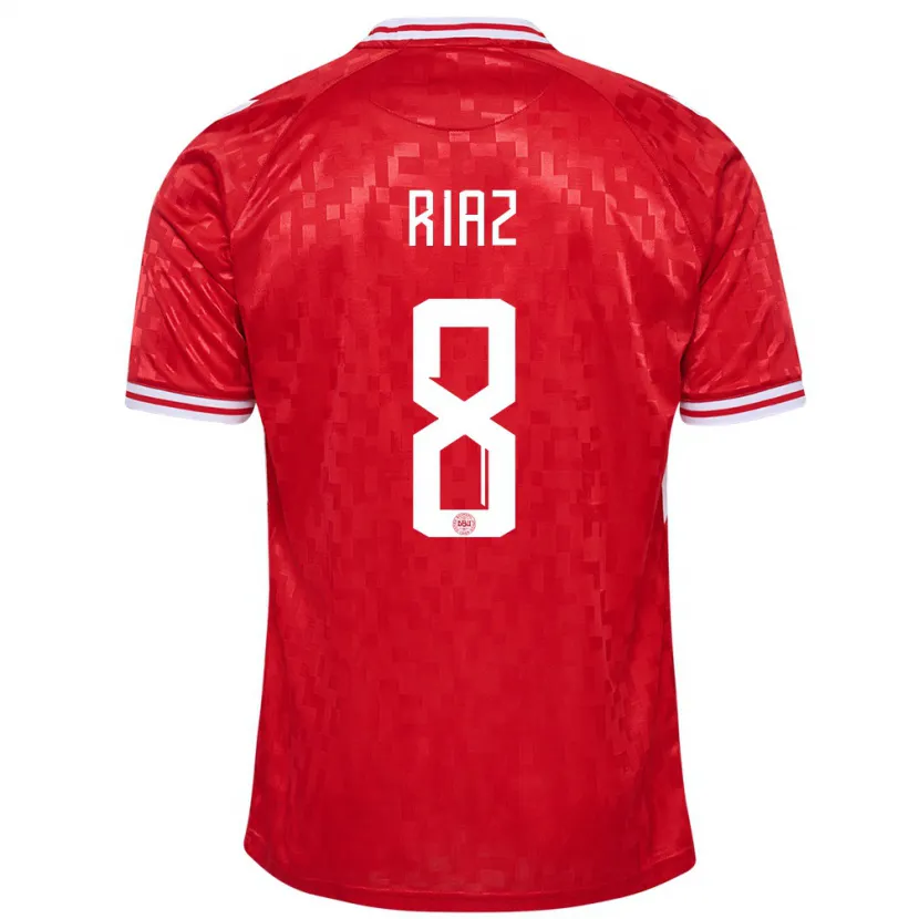 Danxen Niño Camiseta Dinamarca Danial Riaz #8 Rojo 1ª Equipación 24-26 La Camisa México