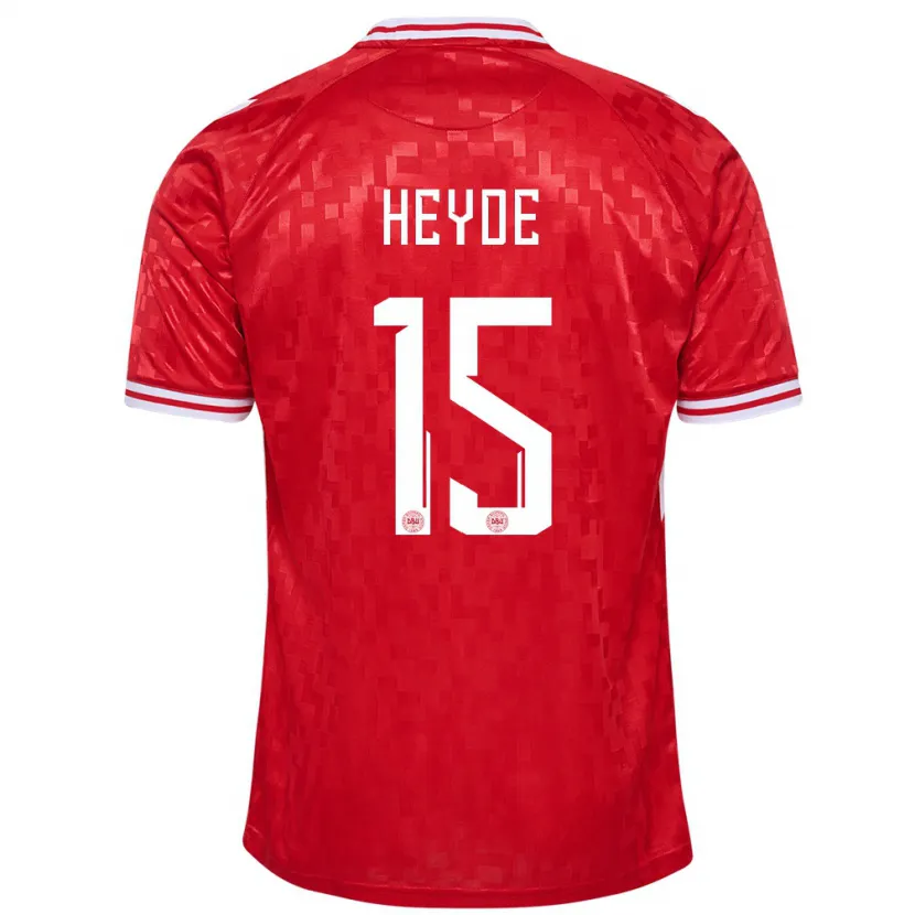 Danxen Niño Camiseta Dinamarca Malte Heyde #15 Rojo 1ª Equipación 24-26 La Camisa México