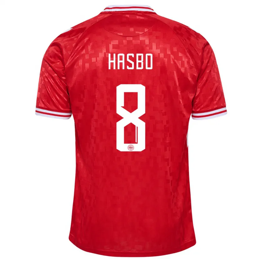 Danxen Niño Camiseta Dinamarca Josefine Hasbo #8 Rojo 1ª Equipación 24-26 La Camisa México
