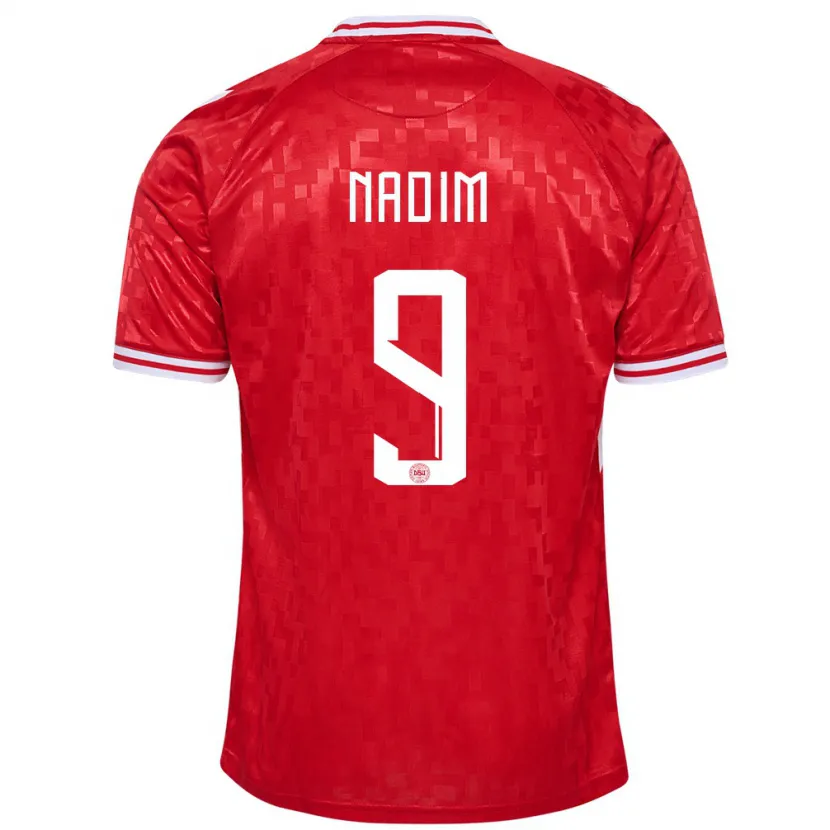 Danxen Niño Camiseta Dinamarca Nadia Nadim #9 Rojo 1ª Equipación 24-26 La Camisa México