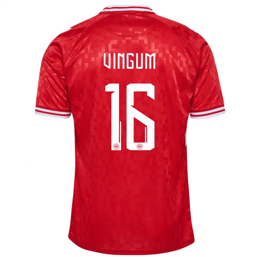 Danxen Niño Camiseta Dinamarca Alberte Vingum #16 Rojo 1ª Equipación 24-26 La Camisa México