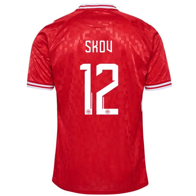 Danxen Niño Camiseta Dinamarca Robert Skov #12 Rojo 1ª Equipación 24-26 La Camisa México
