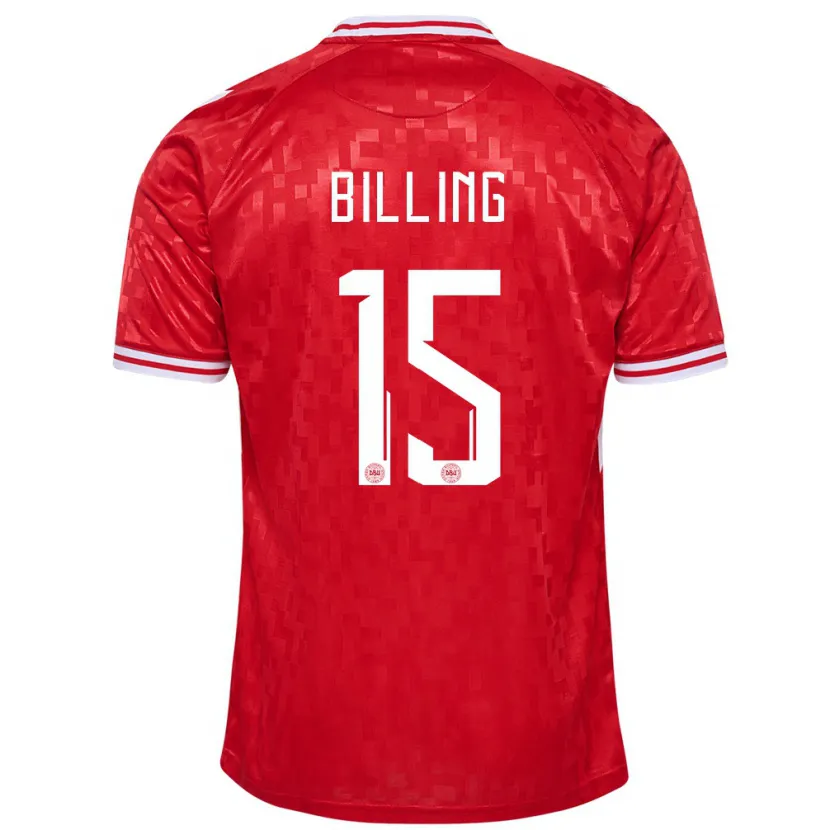 Danxen Niño Camiseta Dinamarca Philip Billing #15 Rojo 1ª Equipación 24-26 La Camisa México