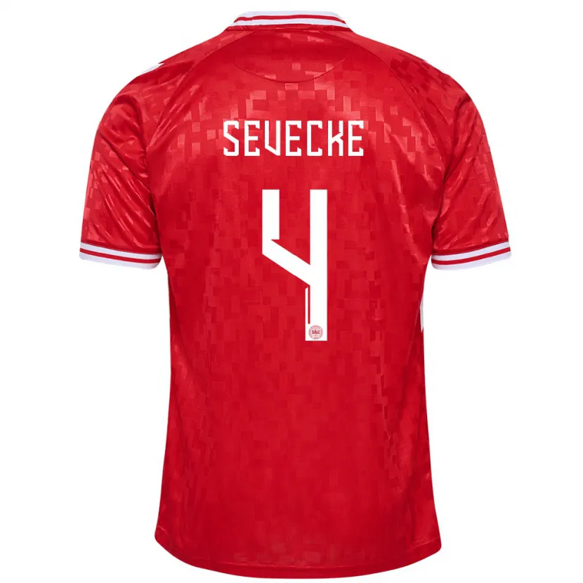 Danxen Niño Camiseta Dinamarca Rikke Sevecke #4 Rojo 1ª Equipación 24-26 La Camisa México