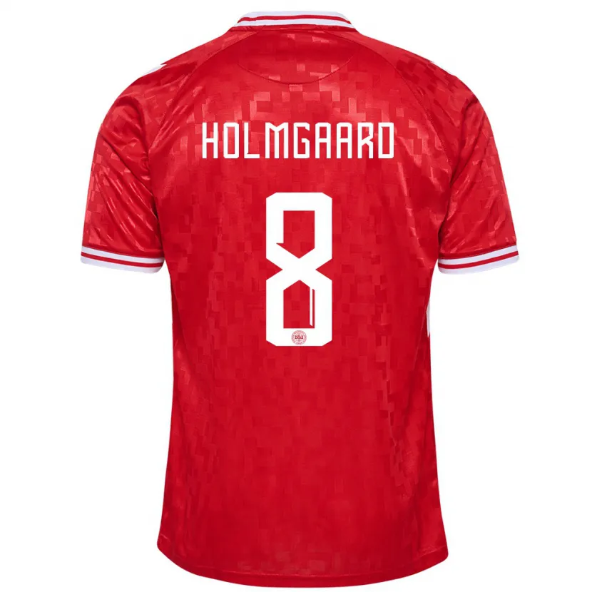 Danxen Niño Camiseta Dinamarca Sara Holmgaard #8 Rojo 1ª Equipación 24-26 La Camisa México