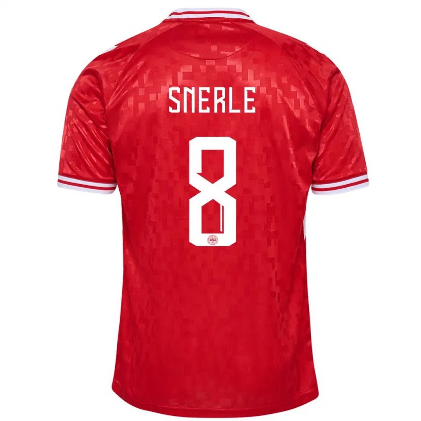 Danxen Niño Camiseta Dinamarca Emma Snerle #8 Rojo 1ª Equipación 24-26 La Camisa México