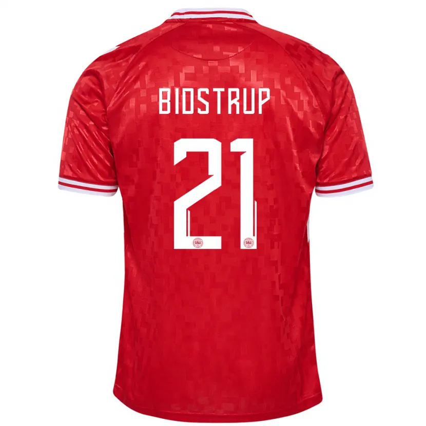 Danxen Niño Camiseta Dinamarca Mads Bidstrup #21 Rojo 1ª Equipación 24-26 La Camisa México