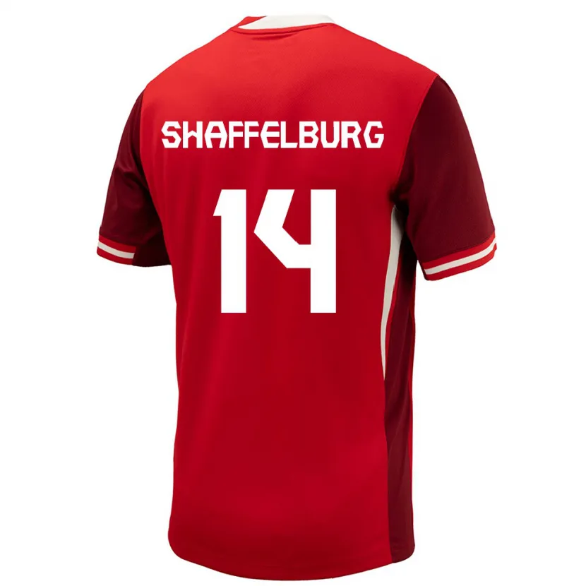 Danxen Niño Camiseta Canadá Jacob Shaffelburg #14 Rojo 1ª Equipación 24-26 La Camisa México
