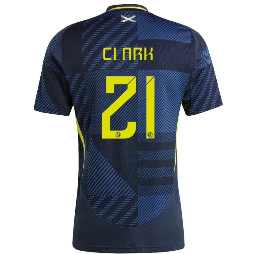 Danxen Niño Camiseta Escocia Zander Clark #21 Azul Oscuro 1ª Equipación 24-26 La Camisa México