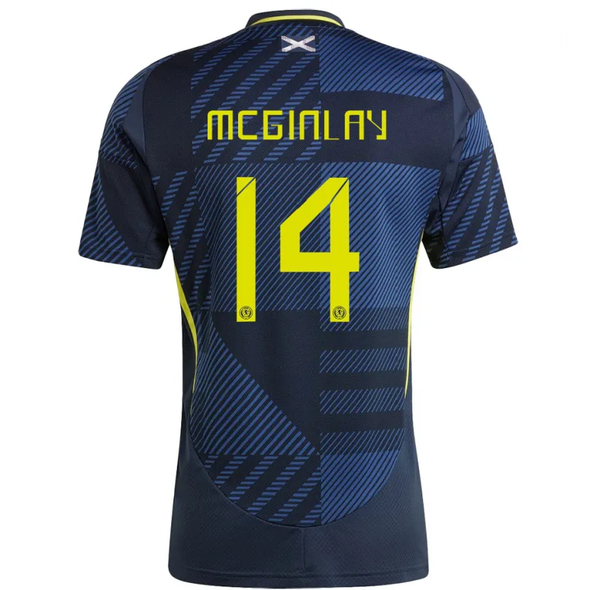 Danxen Niño Camiseta Escocia Aiden Mcginlay #14 Azul Oscuro 1ª Equipación 24-26 La Camisa México