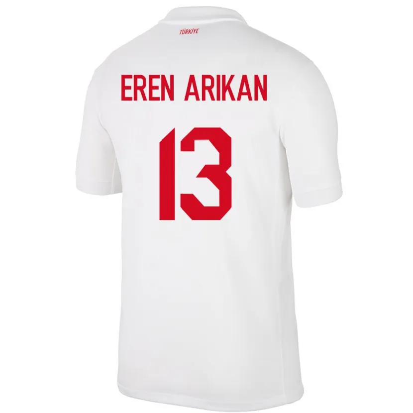 Danxen Niño Camiseta Turquía Muhammed Eren Arıkan #13 Blanco 1ª Equipación 24-26 La Camisa México