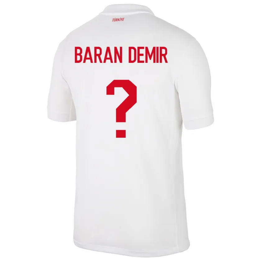 Danxen Niño Camiseta Turquía Tuna Baran Demir #0 Blanco 1ª Equipación 24-26 La Camisa México