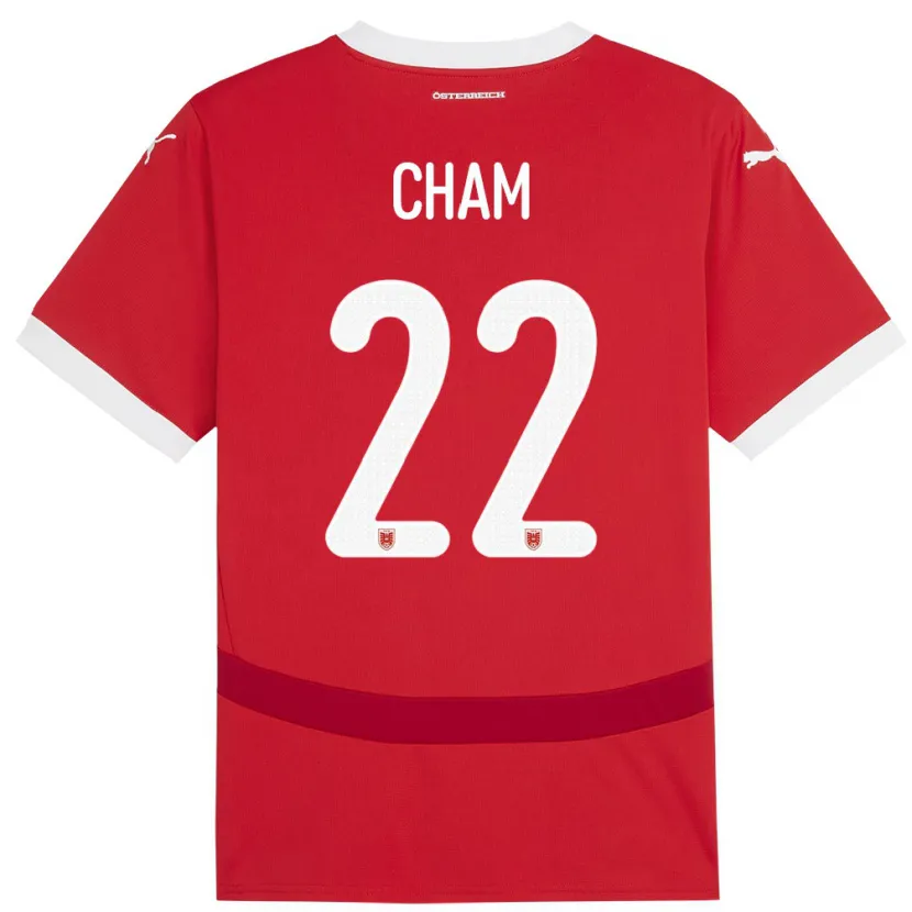 Danxen Niño Camiseta Austria Muhammed Cham #22 Rojo 1ª Equipación 24-26 La Camisa México