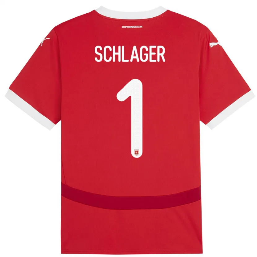 Danxen Niño Camiseta Austria Alexander Schlager #1 Rojo 1ª Equipación 24-26 La Camisa México