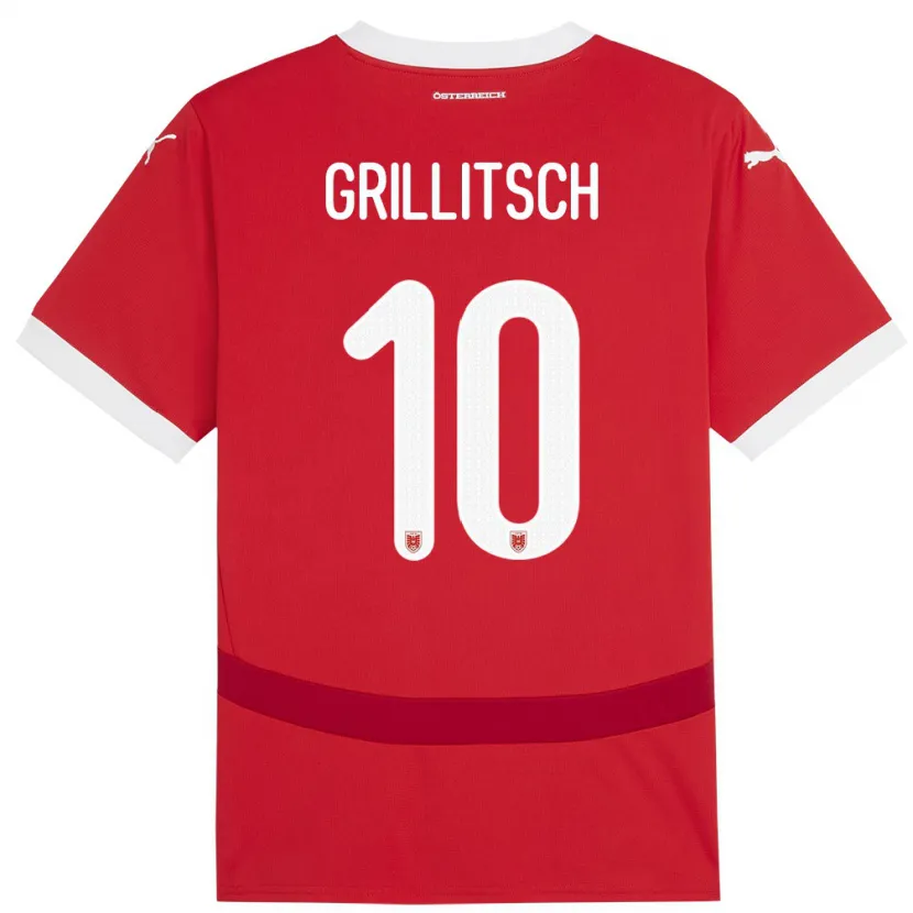 Danxen Niño Camiseta Austria Florian Grillitsch #10 Rojo 1ª Equipación 24-26 La Camisa México