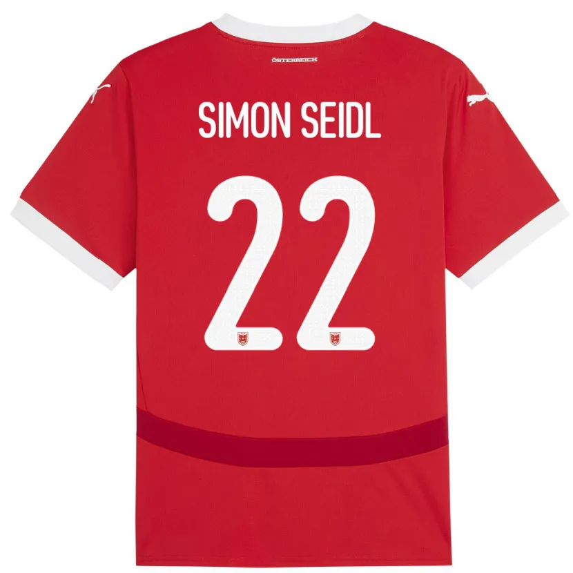 Danxen Niño Camiseta Austria Simon Seidl #22 Rojo 1ª Equipación 24-26 La Camisa México