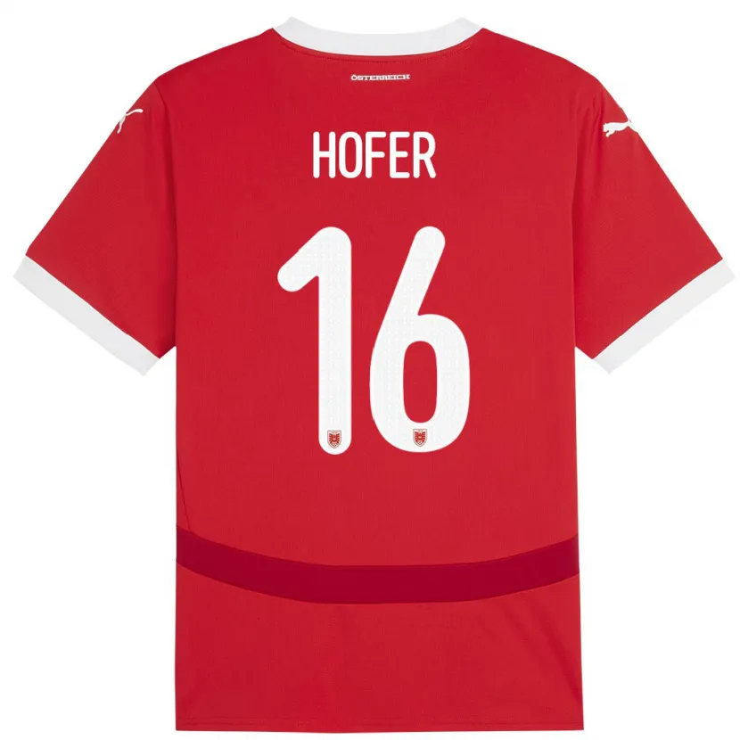 Danxen Niño Camiseta Austria Raphael Hofer #16 Rojo 1ª Equipación 24-26 La Camisa México