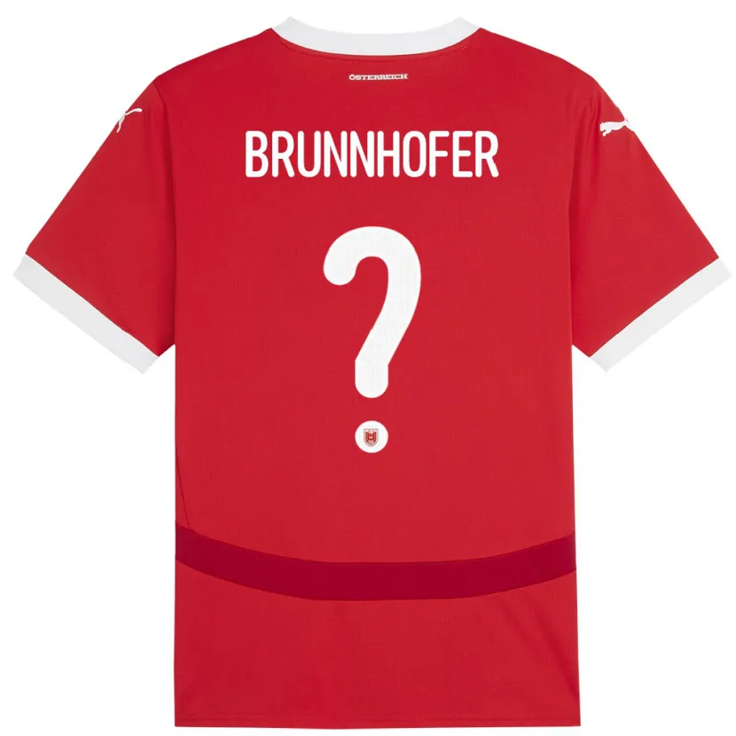 Danxen Niño Camiseta Austria Jakob Brunnhofer #0 Rojo 1ª Equipación 24-26 La Camisa México