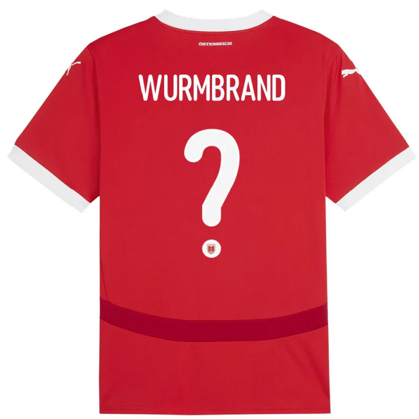 Danxen Niño Camiseta Austria Nikolaus Wurmbrand #0 Rojo 1ª Equipación 24-26 La Camisa México
