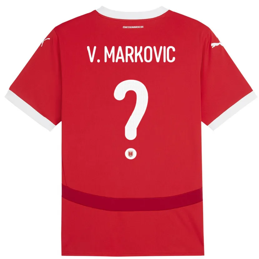 Danxen Niño Camiseta Austria Vasilije Markovic #0 Rojo 1ª Equipación 24-26 La Camisa México