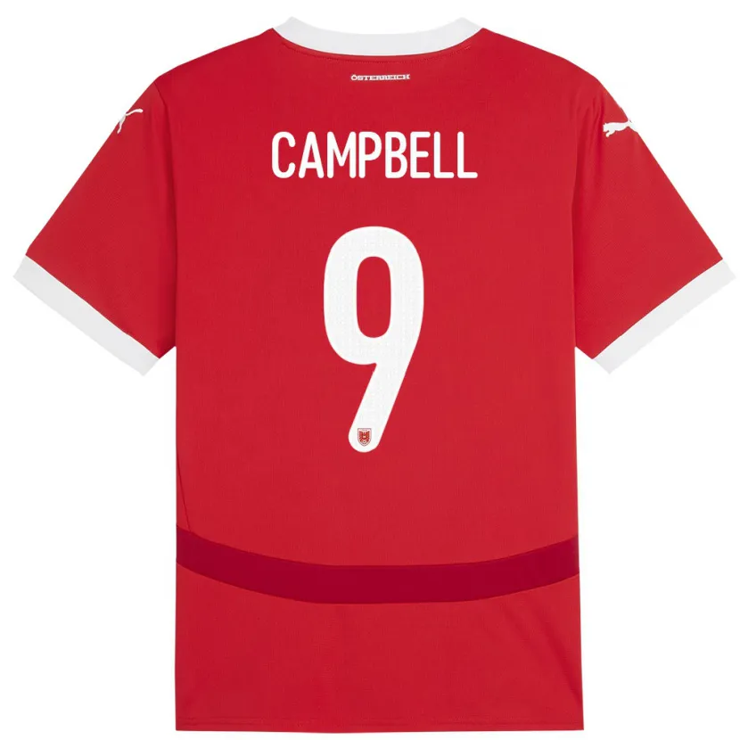 Danxen Niño Camiseta Austria Eileen Campbell #9 Rojo 1ª Equipación 24-26 La Camisa México