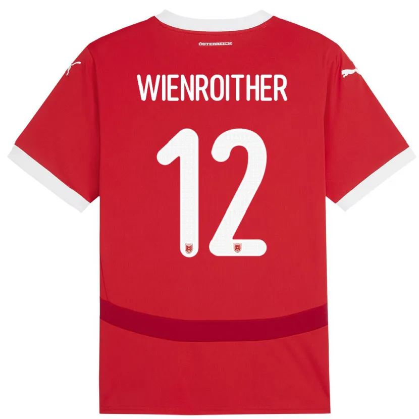 Danxen Niño Camiseta Austria Laura Wienroither #12 Rojo 1ª Equipación 24-26 La Camisa México