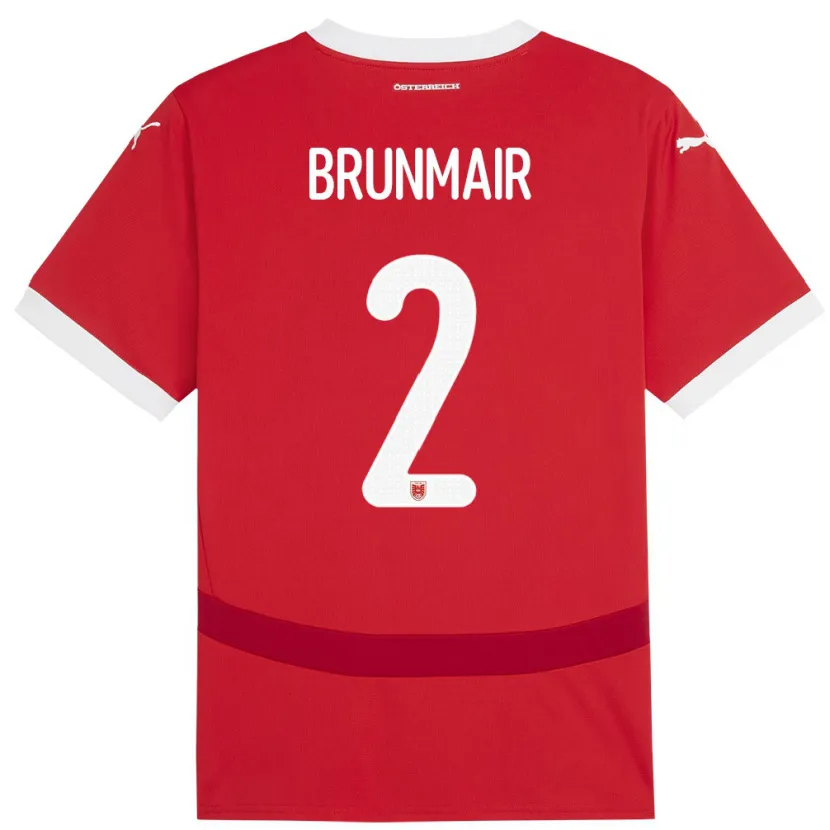 Danxen Niño Camiseta Austria Livia Brunmair #2 Rojo 1ª Equipación 24-26 La Camisa México