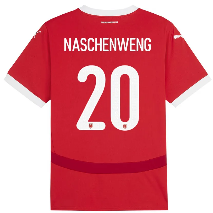 Danxen Niño Camiseta Austria Katharina Naschenweng #20 Rojo 1ª Equipación 24-26 La Camisa México