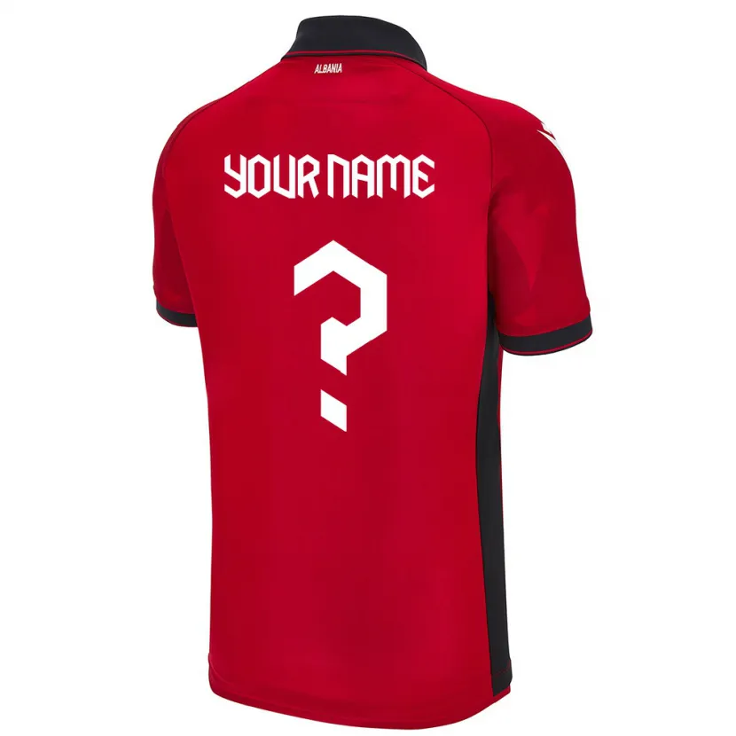 Danxen Niño Camiseta Albania Su Nombre #0 Rojo 1ª Equipación 24-26 La Camisa México