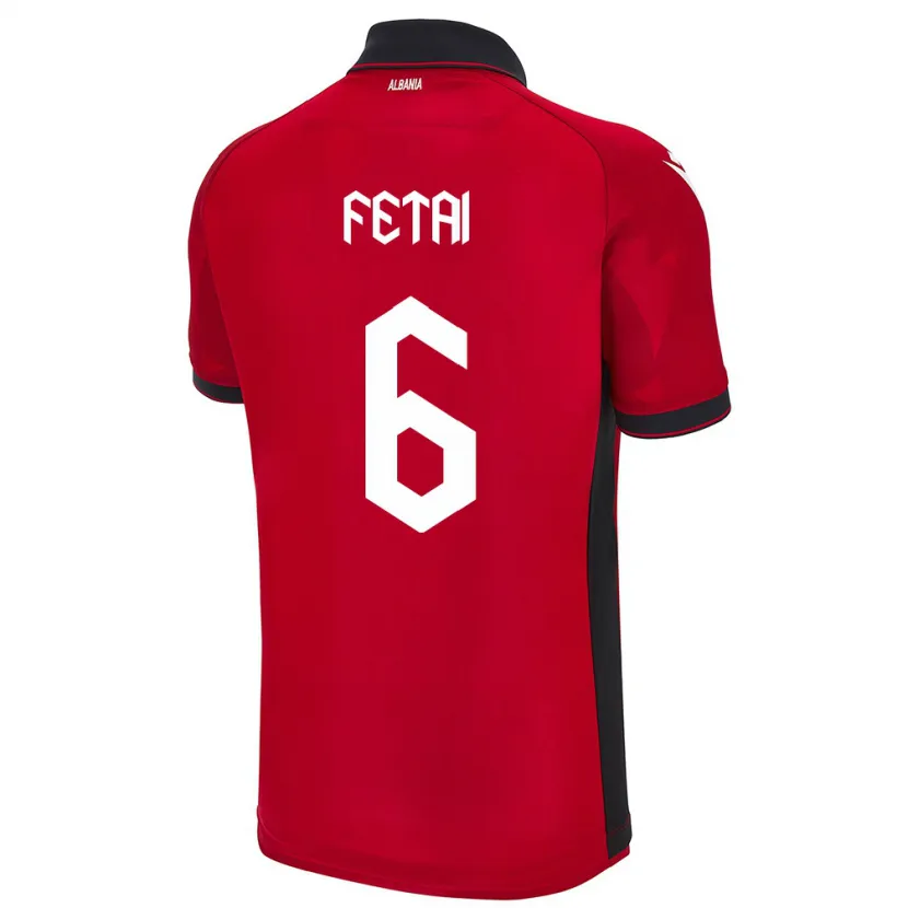 Danxen Niño Camiseta Albania Feta Fetai #6 Rojo 1ª Equipación 24-26 La Camisa México