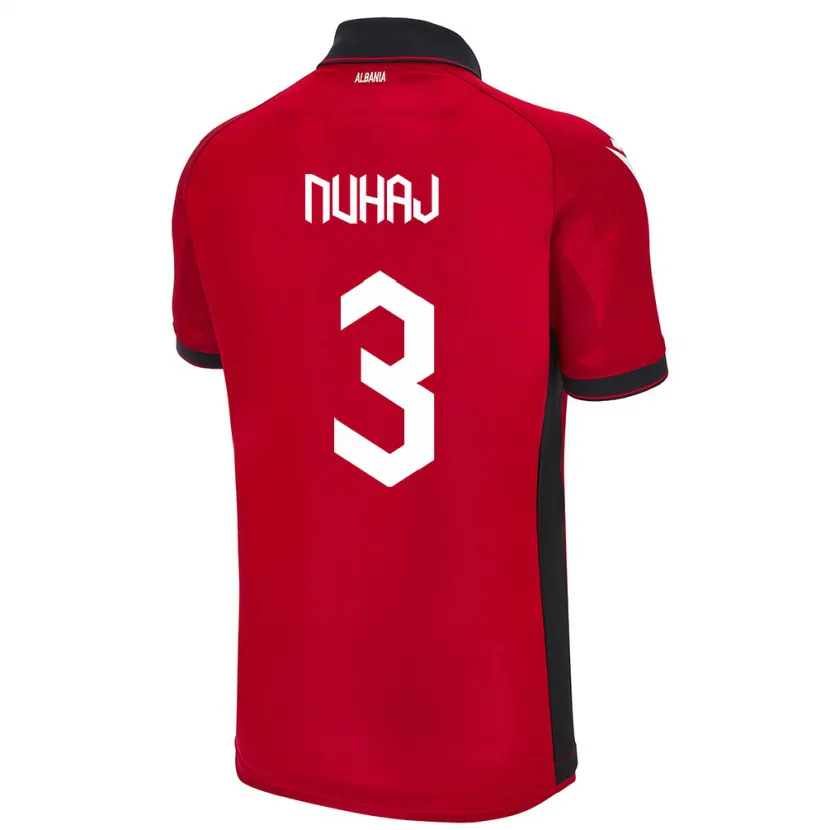 Danxen Niño Camiseta Albania Fabjano Nuhaj #3 Rojo 1ª Equipación 24-26 La Camisa México