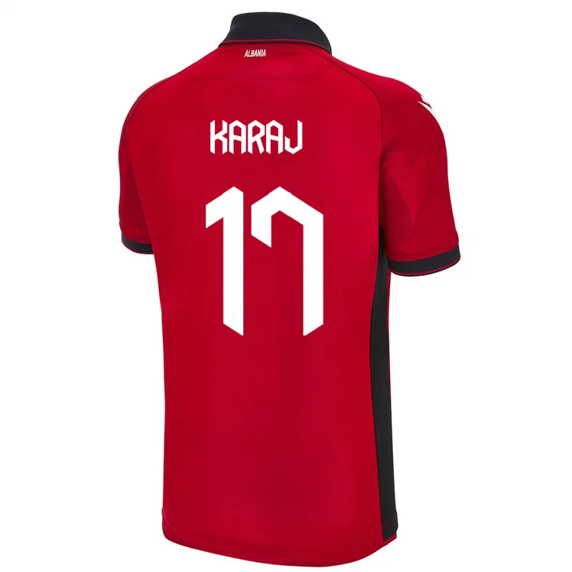Danxen Niño Camiseta Albania Eraldo Karaj #17 Rojo 1ª Equipación 24-26 La Camisa México