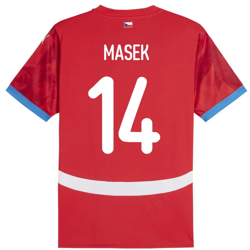 Danxen Niño Camiseta Chequia Lukas Masek #14 Rojo 1ª Equipación 24-26 La Camisa México