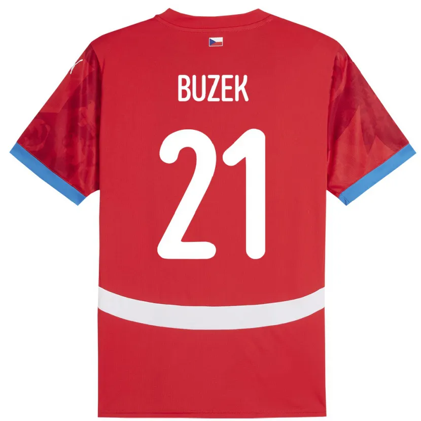 Danxen Niño Camiseta Chequia Alexandr Buzek #21 Rojo 1ª Equipación 24-26 La Camisa México