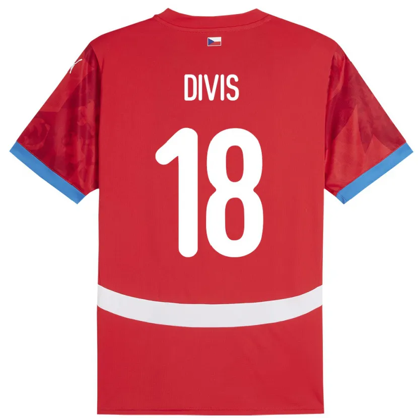Danxen Niño Camiseta Chequia Matej Divis #18 Rojo 1ª Equipación 24-26 La Camisa México