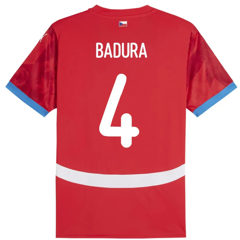 Danxen Niño Camiseta Chequia Vitezslav Badura #4 Rojo 1ª Equipación 24-26 La Camisa México